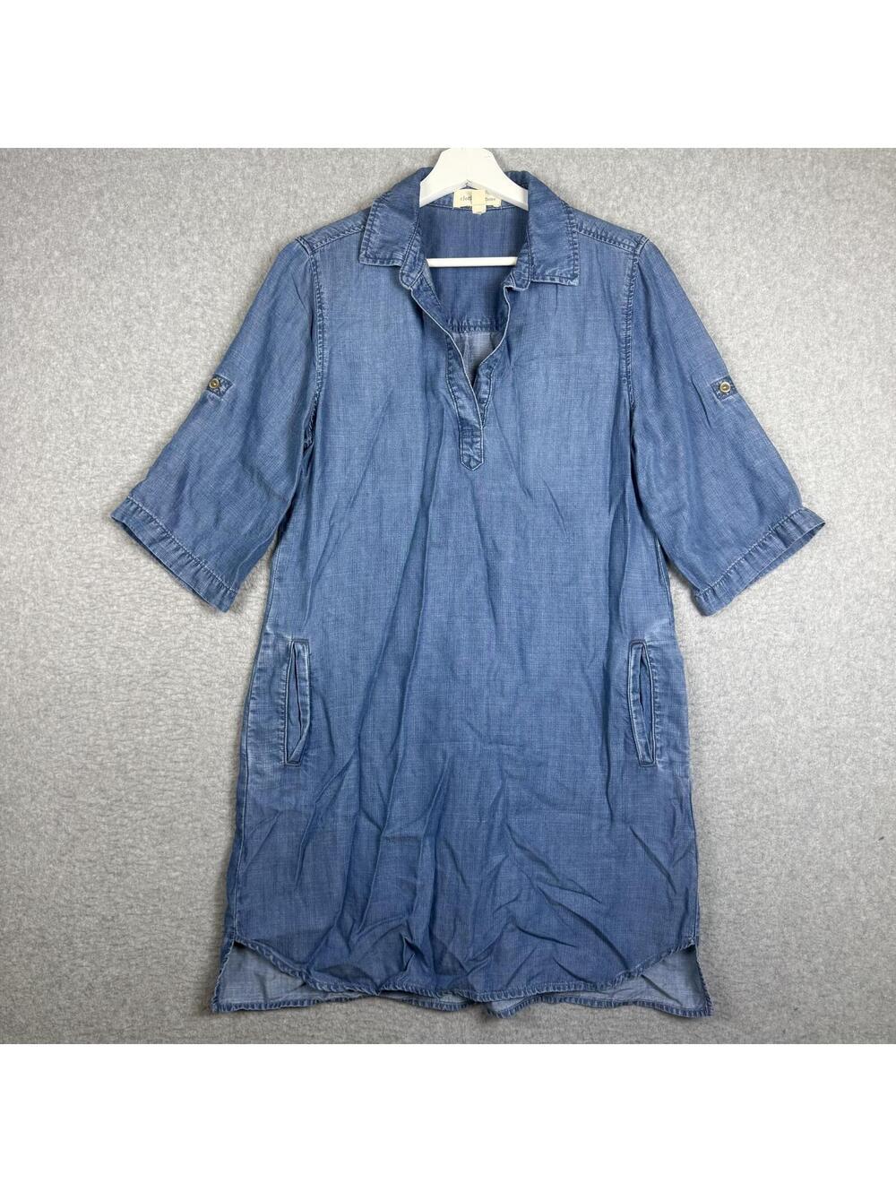 Cloth and stone Women's Size Small Blue Denim Jean Mini Dress Short Sleeve